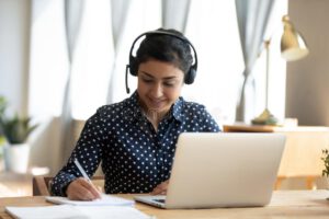 indian girl student wear headset study online teacher write notes happy indian girl student wear headset study online webcam 168424400 300x200 - نگارش پروپوزال دکتری | نگارش پروپوزال دکترا | نگارش رساله دکتری | نگارش رساله دکترا